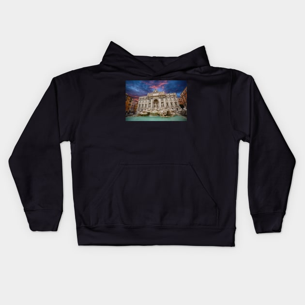 Trevi Fountain (Fontana di Trevi) in Rome, Italy Kids Hoodie by mitzobs